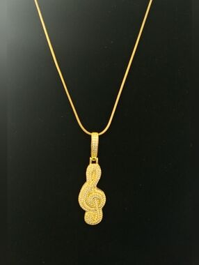 Golden Treble Clef Pendant Necklace
